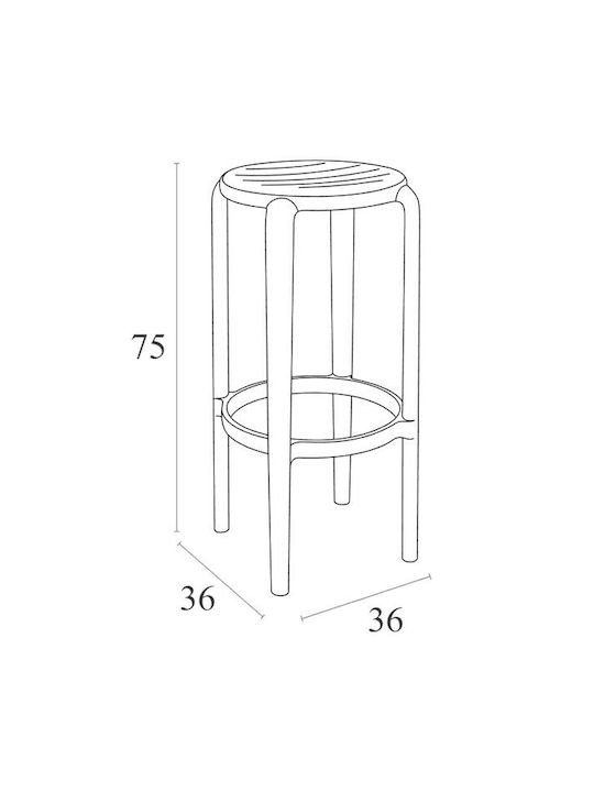 Hocker für Bar Für den Außenbereich aus Polypropylen Tom 75 Dark Grey 1Stück 36x36x75cm