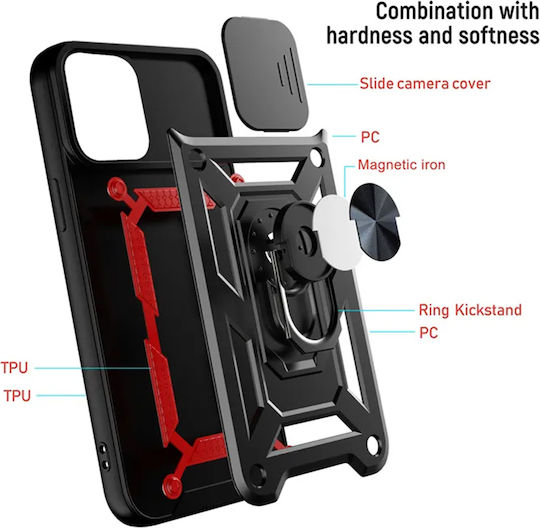 Techsuit Camshield Back Cover Plastic / Silicone Durable Black (iPhone 12 / 12 Pro) 5949419002838