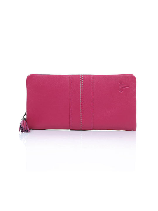 Kion Large Leather Zipper Wallet Fuchsia 19x10cm