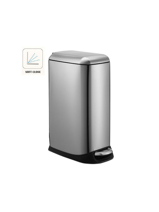 Vesta Κάδος Απορριμάτων 20lt Inox Toilet Bin with Soft Close Lid Silver