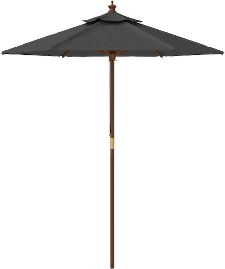 Round Wooden Parasol Anthracite F1.96xY2.31m