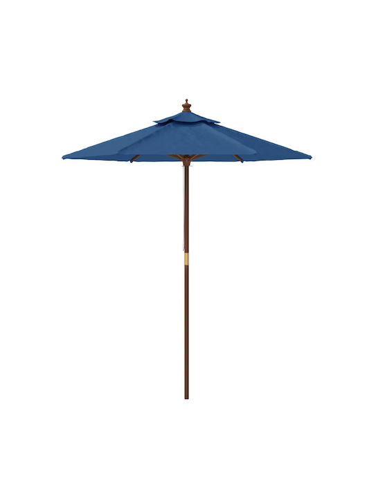 Runder Holz-Garten- und Terrassen-Sonnenschirm Blau F1.96xH2.31m