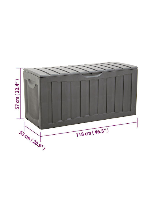 vidaXL Außenlagerbox aus Polypropylen 340Es Schwarz L118xB53xH57cm