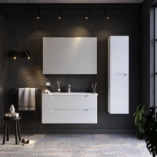 Martin Perla 35 Badezimmersäule Wandhängeschrank H33.6xB35xH138cm Weiß