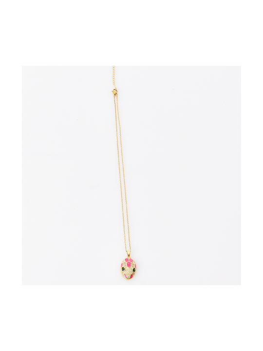 DION SHOP FACE NECKLACE - D2357 PINK