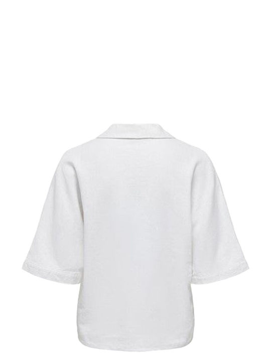 Only Women's Monochrome Short Sleeve Shirt Bright White