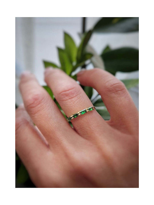 K14 Gold Ring with Green Zircon Stones in Cut BAGUETTE MSD-21887Y