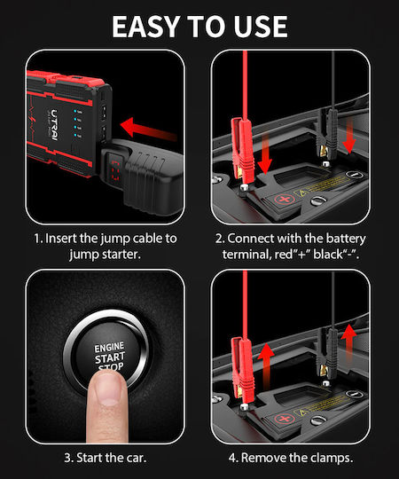 Utrai Portable Car Battery Jump Starter 13000mAh with Φακό / Power Bank / USB 12V