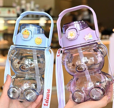 Thermos Smile bottle in bear shape Kawaii with Sticker and strap 1000 ml