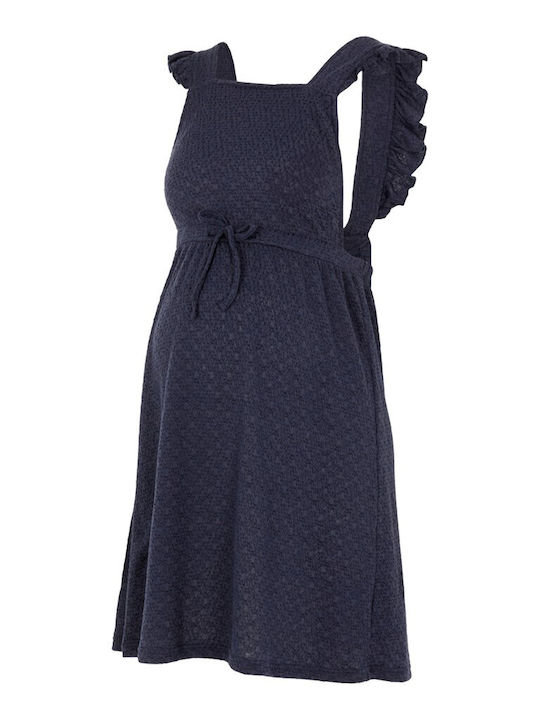 Mamalicious Summer Maternity Dress with Spaghetti Strap Navy Blue