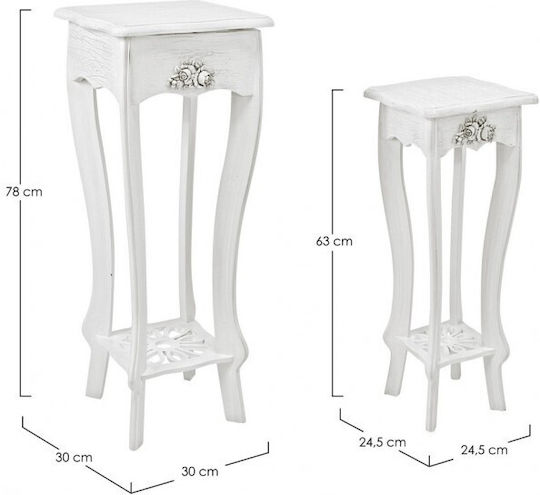 Bizzotto S/ Plant Stand Wooden White 30cmx30cmx78cmcm.