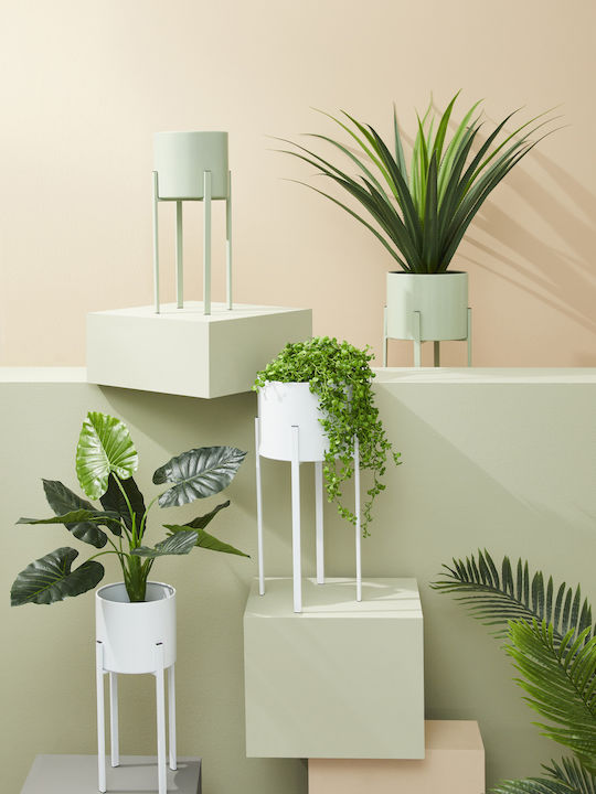 Bizzotto Ester Planter Metal White with Stand 28x28x65cm.
