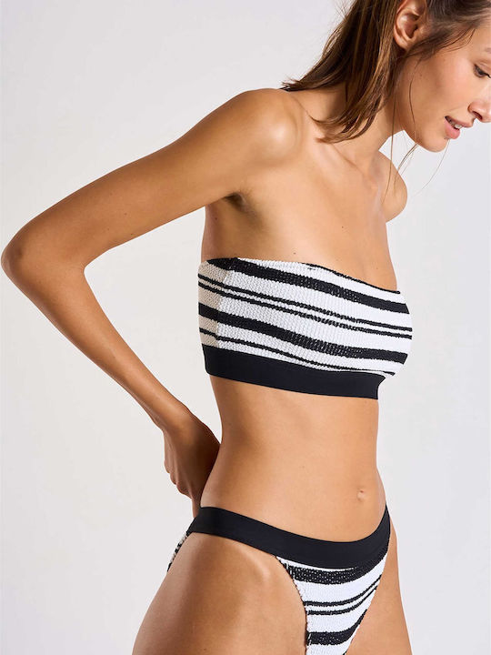 Melea Wafflestr Bikini Slip Hohe Taille Weiß