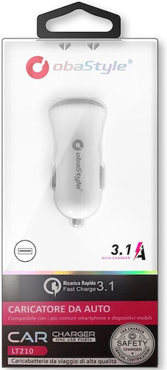 ObaStyle ObaStyle Handy-Autoladegerät mit Einer Buchse 1xUSB-A Weißes Farbe