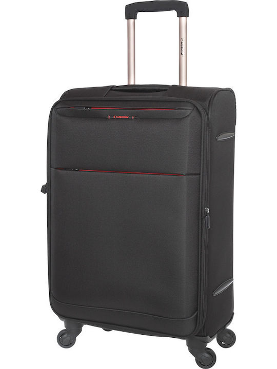 Diplomat Medium The Athens Collection Medium Fabric Black Suitcase With 4 Wheels Height 68cm