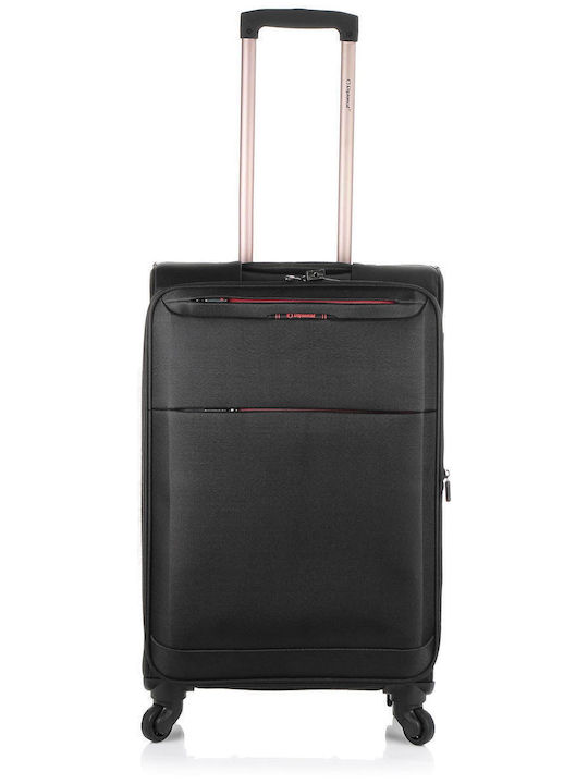 Diplomat Medium The Athens Collection Medium Fabric Black Suitcase With 4 Wheels Height 68cm