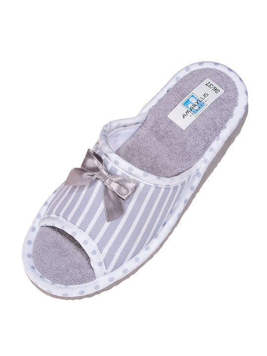 Amaryllis Slippers Χειμερινές Γυναικείες Παντόφλες σε Γκρι χρώμα