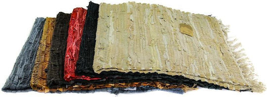 Viosarp Viosarp Rectangular Leather Living Room Rug with Fringes Beige 60x90cm