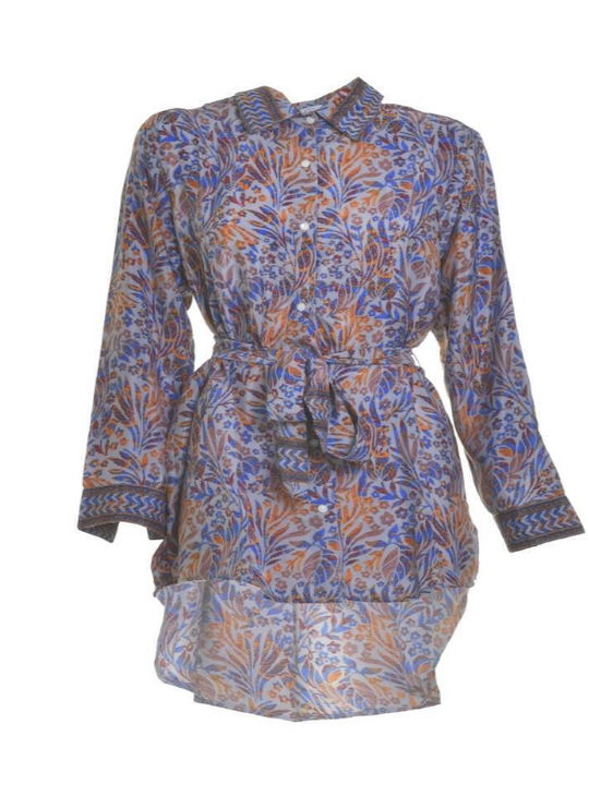 Ble Resort Collection Γυναικείο Μακρύ Καφτάνι Παραλίας Μπλε