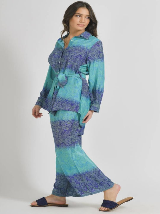 Ble Resort Collection Feminin Caftan de Plajă Albastru
