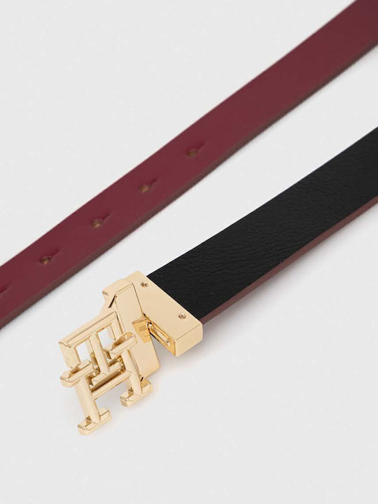 Th Monogram Leder Damen Gürtel Burgundisch
