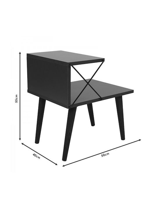 Bedside Table Gather Wooden Anthracite Walnut 50x40x55cm