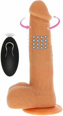 ToyJoy Get Real Naked Rotating Beads & Vibrating Dildo Realistic Vibrator with Remote Control 21cm Flesh