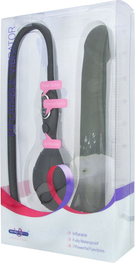 Seven Creations Silicone Inflatable Vibrator Κλασικός Δονητής 15cm Black