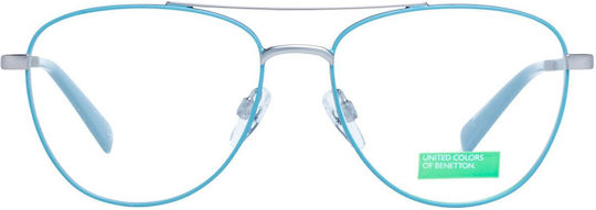 Benetton Weiblich Metallisch Brillenrahmen Blau BEO3003 649