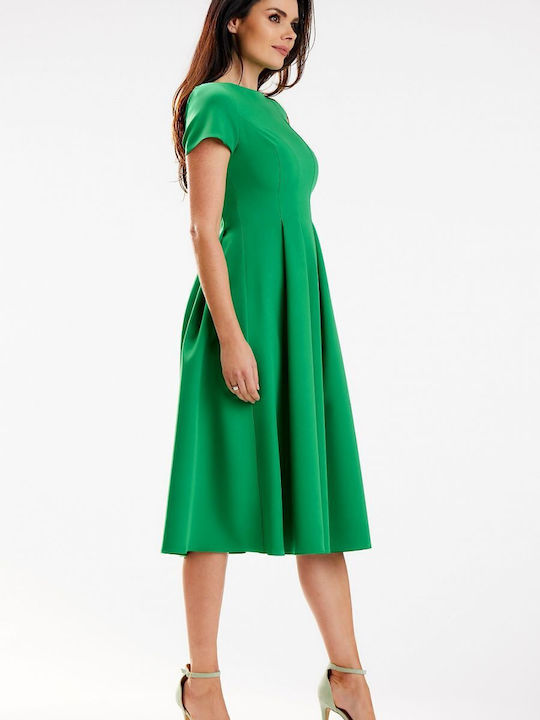 Awama A569 Summer Midi Dress Green