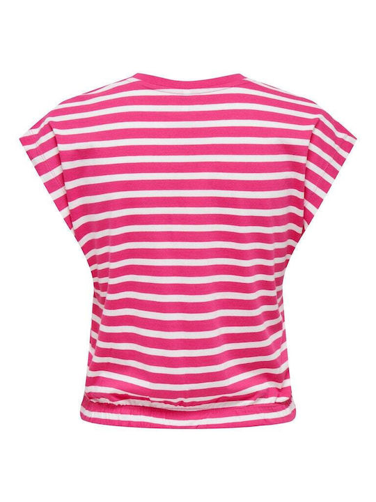 Only Women's T-shirt Striped Pink