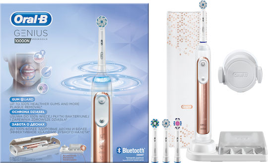 Oral-B Genius 10000N Electric Toothbrush with Timer, Pressure Sensor, and Travel Case Rose Gold