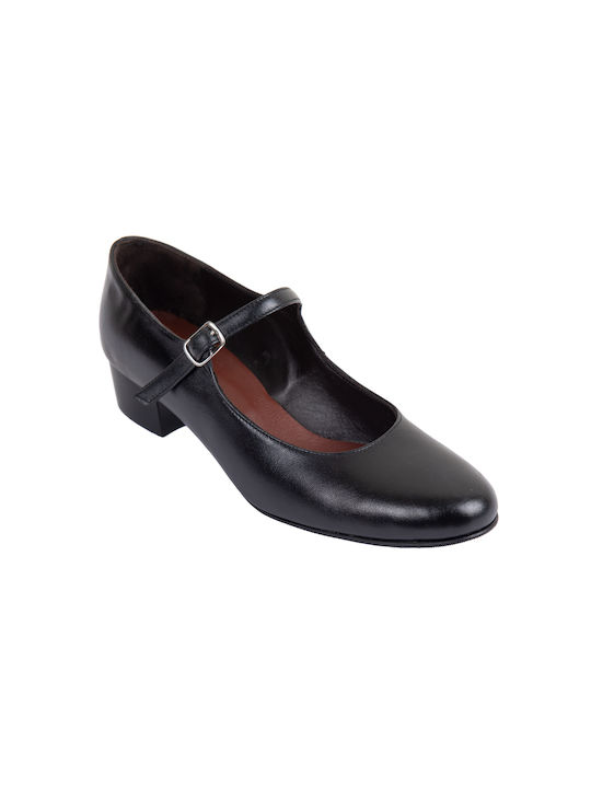 DalisLeather - Pantofi de dans din piele KG-LDS-004-BLK Negru - Toc 3,5cm