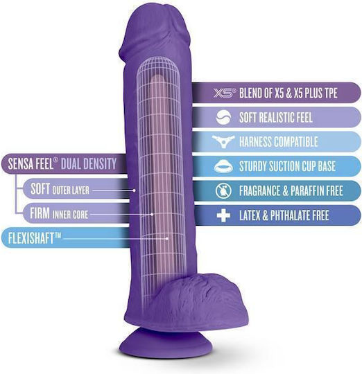 Blush Au Naturel Bold Big John Glass Dildo with Balls and Suction Cup Purple 29cm