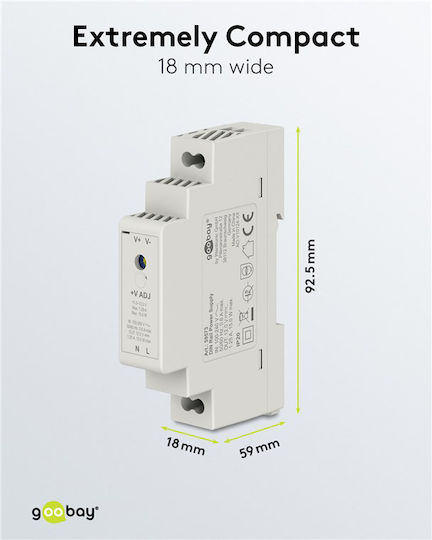 Goobay Τροφοδοτικό Ράγας με Έξοδο 12V και Ισχύ 15W 1.25A