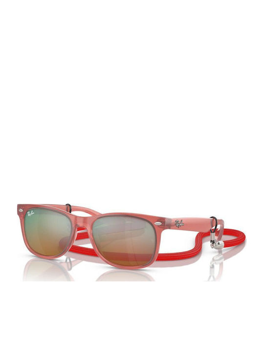 Ray Ban Wayfarer Άθραυστα Τετράγωνα Παιδικά Γυαλιά Ηλίου Κόκκινα για 4-7 Ετών