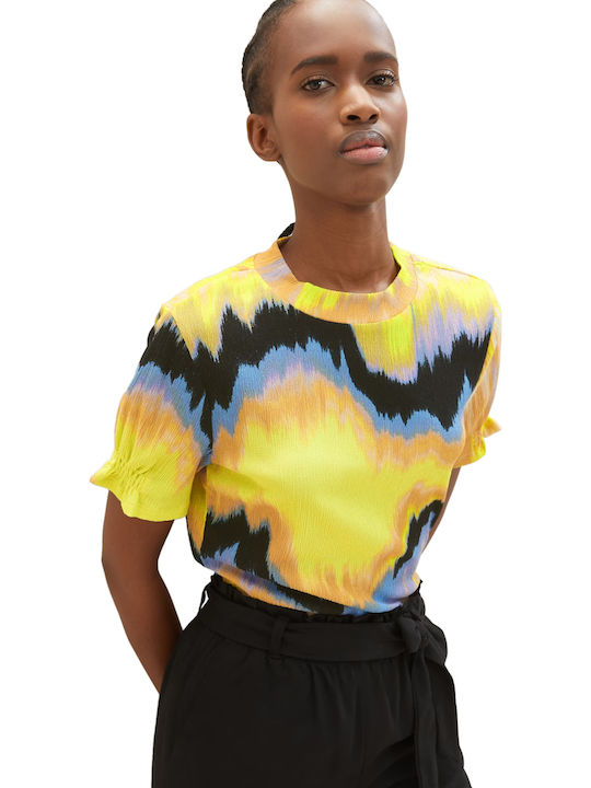 Women's Summer Blouse Short Sleeve Yellow