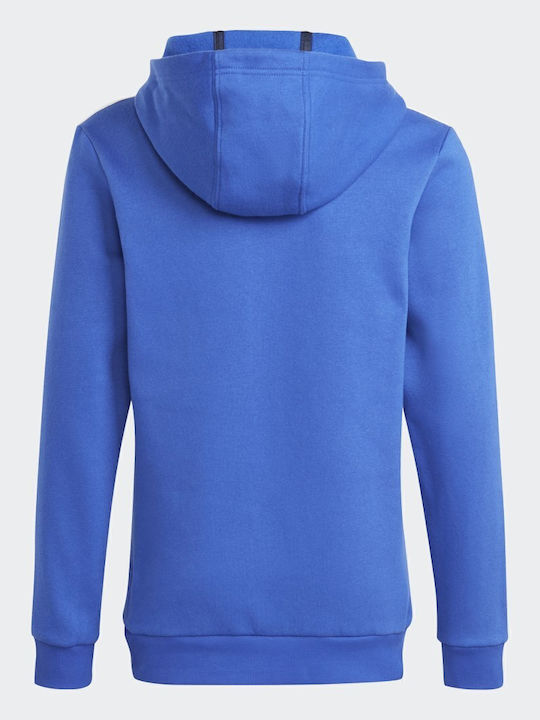 Fleece Παιδικό Φούτερ με Κουκούλα Μπλε 3-Stripes Colorblock