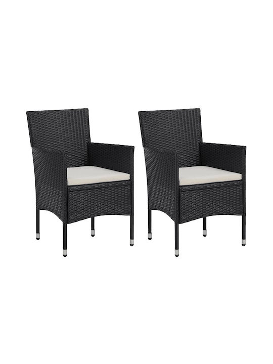 Garden & Outdoor Furniture Set for Small Outdoor Spaces 3 Pieces Black with Pillows