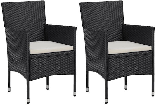Garten- und Outdoor-Möbelsets für kleinen Raum 3 Stück Schwarz mit Kissen
