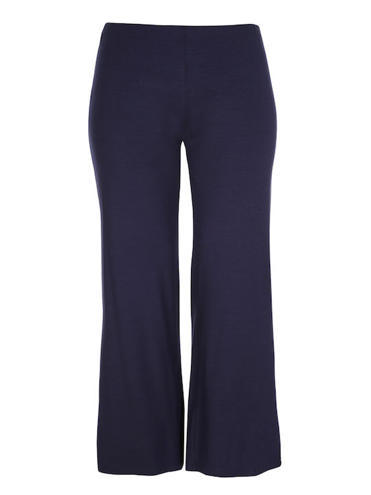 Women's Fabric Trousers with Elastic Navy Blue