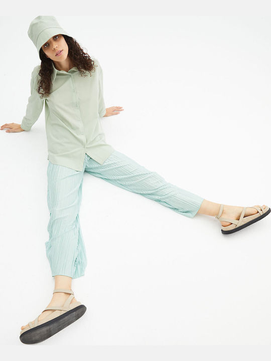 Women's Fabric Trousers Light Blue