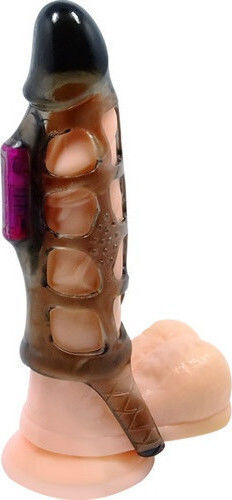 Baile Extension Vibrating Cock Sleeve Προέκταση Πέους με Δόνηση Μαύρη 13.5cm bI-26209