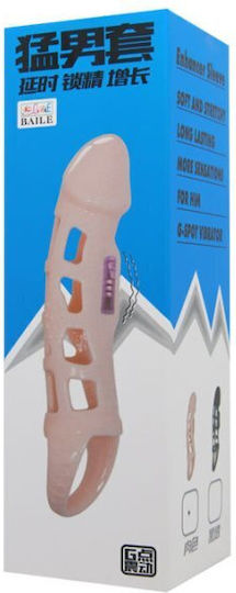 Baile Extension Vibrating Cock Sleeve Προέκταση Πέους με Δόνηση Μαύρη 13.5cm bI-26209