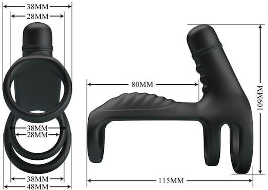 Pretty Love Vibrating Penis Sleeve Black