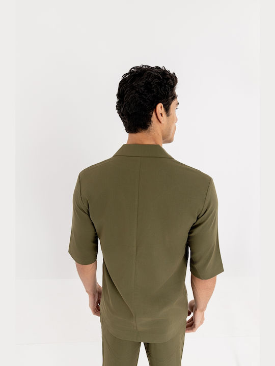 Vittorio Artist Santo 300-23 Herrenhemd Overshirt Kurzärmelig Khaki 300-23-SANTO