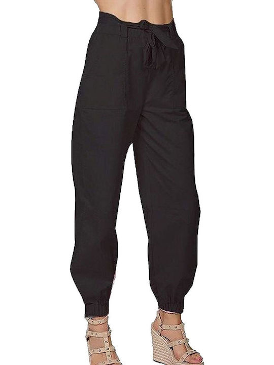 Damen Stoff Hose in Lockere Passform Schwarz