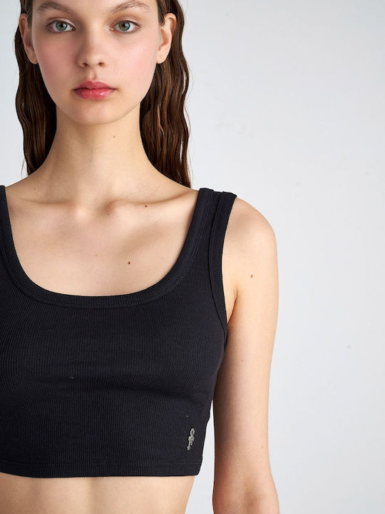 Women's Summer Blouse Cotton Sleeveless Black