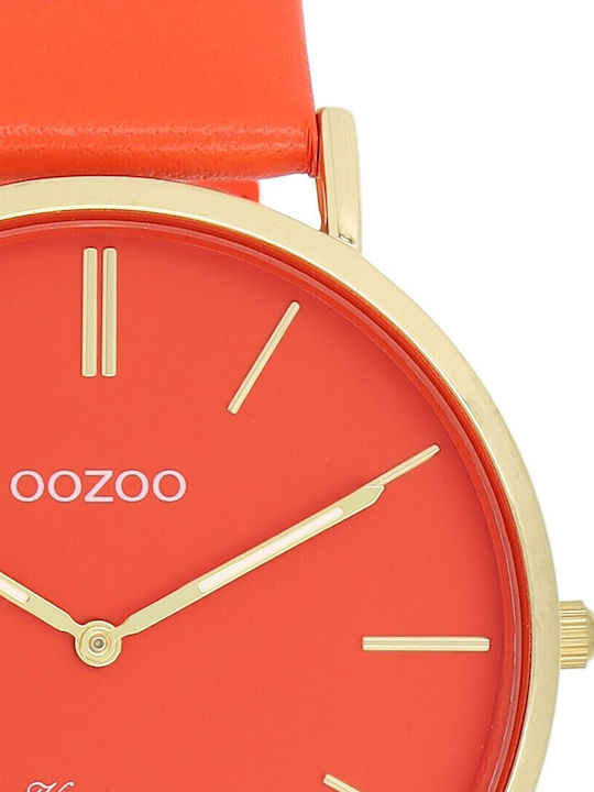 Oozoo Vintage Women's Watch with Orange Leather Strap