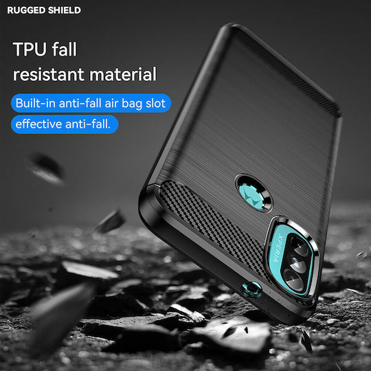 Techsuit Carbon Umschlag Rückseite Silikon Schwarz (Motorola Moto E40, E30, E20)